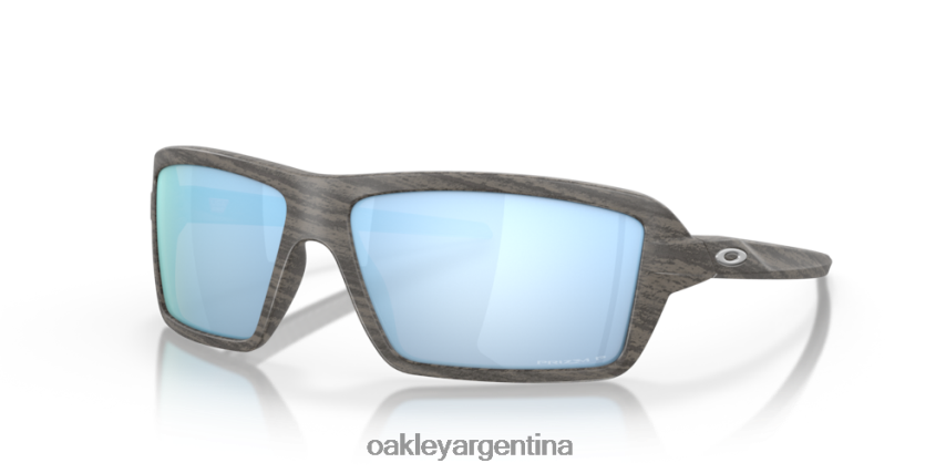 Oakley cables NBFV42670 gafas Lentes polarizadas Prizm Deep Water, montura de madera veteada.