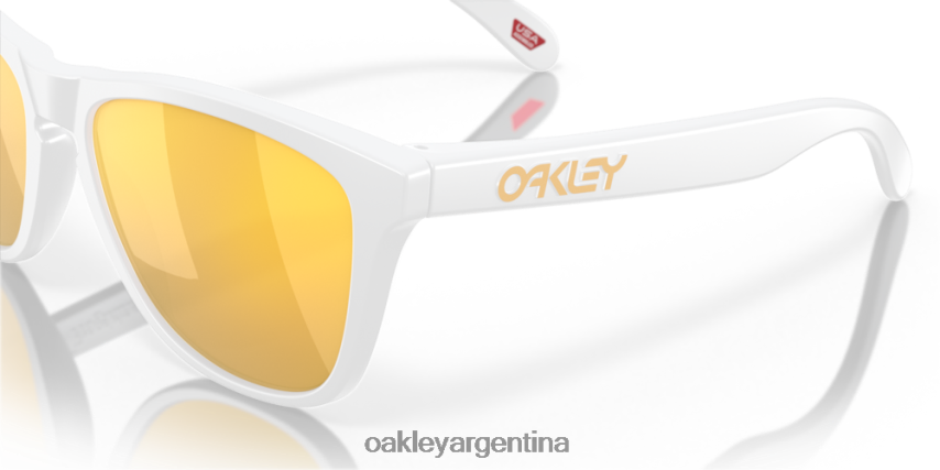 Oakley pieles de rana (ajuste de puente bajo) NBFV42822 gafas Lentes polarizadas prizm 24k, montura blanca mate.