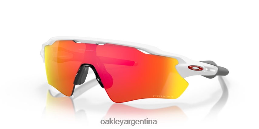 Oakley colores del equipo radar ev path NBFV4235 gafas Lentes Prizm Ruby, montura blanca pulida.