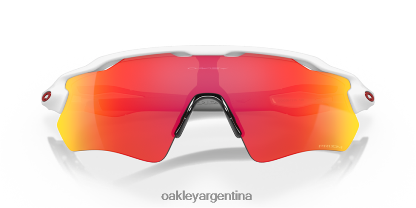 Oakley colores del equipo radar ev path NBFV4235 gafas Lentes Prizm Ruby, montura blanca pulida.