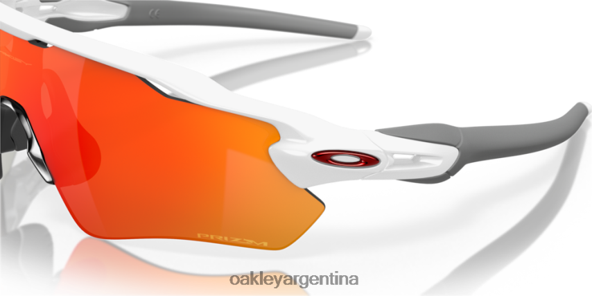 Oakley colores del equipo radar ev path NBFV4235 gafas Lentes Prizm Ruby, montura blanca pulida.