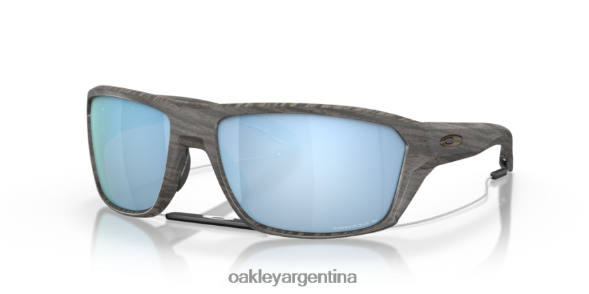 Oakley colección de vetas de madera de tiro dividido NBFV42300 gafas Lentes polarizadas Prizm Deep Water, montura de madera veteada.