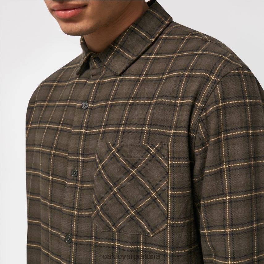 Oakley franela de podio a cuadros ls NBFV422463 ropa nuevo cheque de pincel oscuro
