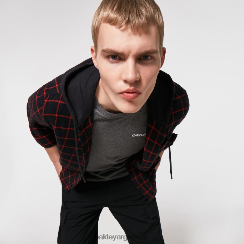 Oakley botones con capucha hacia abajo NBFV422468 ropa cuadros negro/rojo