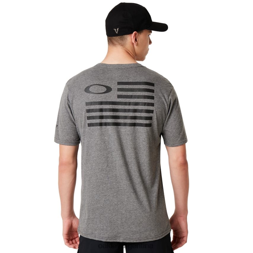 Oakley camiseta con bandera si NBFV422398 ropa gris jaspeado atlético