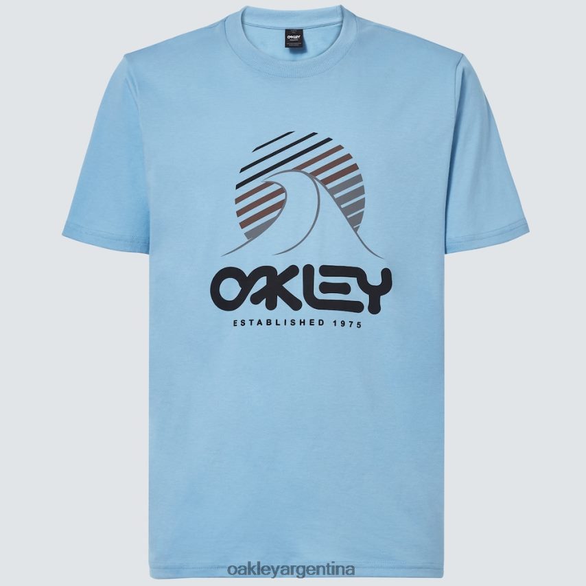 Oakley camiseta una ola b1b NBFV422139 ropa azul lavado a la piedra
