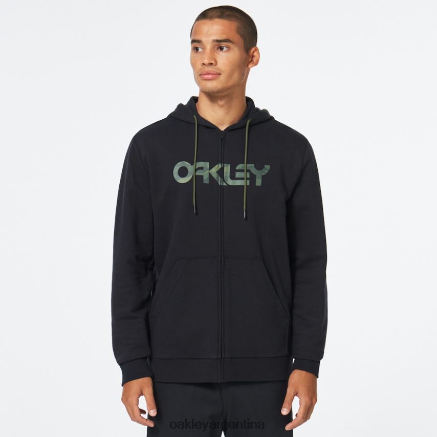 Oakley sudadera con capucha y cierre completo de peluche NBFV422506 ropa negro/camuflaje central